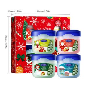 4PCS/Set Vaseline Lip Balm Fruit EssenceLipstick Base Moisturizer Makeup Natural Plant Anti-Cracking Lip Care Christmas Gift Set 28g