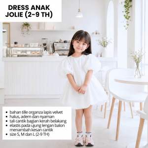 DRESS ANAK ORGANZA PREMIUM JOLIE DRESS BALON OUTFIT ANAK PESTA USIA 1-9 TH