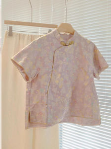 AXU | Stylish Chinese Traditional Revival Song Brocade Short Sleeve Shirt