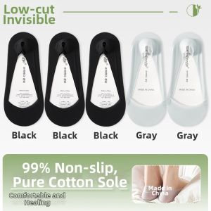 OULIANNIAO | Ice Silk Boat Socks Womens Summer Thin Cotton Anti-Slip Sweat Absorbent Invisible Breathable