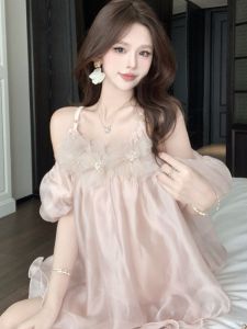 GUZILIAN | Elegant Off-Shoulder Chiffon Blouse with 3D Flowers