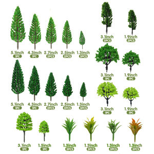 Simulation Model Grass/Tree Set Plant Materials for HO Scale Building/Railway/Military Sand Table Layout Mixed Sizes 40Pcs/Set