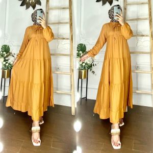 GAMIS KOREA TALI SUSUN KERAH DAISY POLOS