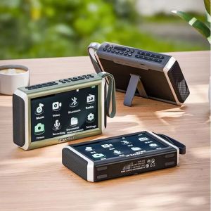 SANSUI F55 7-Inch HD FM/MW/SW Radio Plug-in Card Music Video Player Outdoor Portable Rechargeable Wireless Bluetooth Speakers