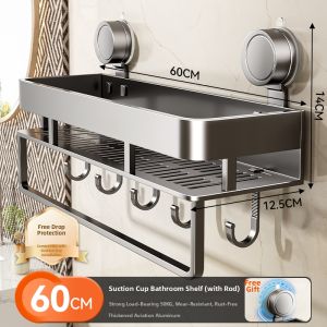Suction Cup No-Drill Bathroom Storage Rack