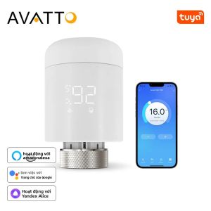 AVATTO Tuya WIFI TRV Van Điều Nhiệt Tản Nhiệt Thiết Bị Truyền Động Bộ Điều Khiển Nhiệt Độ Thông Minh Màu Trắng Hoạt Động Với Alexa Google Home