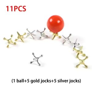 Classic Mini Metal Jacks Game with Balls Retro Vintage Jax Tabletop Puzzle Toy Adults Stress Relief Fidget Toy Party Favor Gift