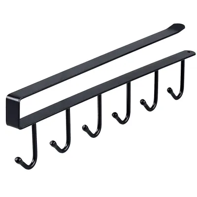 Wall-mounted Hat Storage Rack Iron Storage Hanger with 6 Hooks Portable Multi-functional Wardrobe Storage Hanger Door Hat Holder