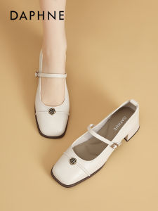 Daphne | White Chunky Heel Mary Jane Shoes for Fall French Style