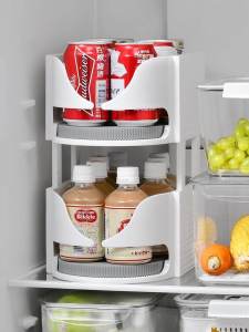 Multi-Functional Rotating Spice Rack Kitchen Storage Rack Fridge Organizer Multi-Layer Storage Seasoning Stand Double Layer Tray