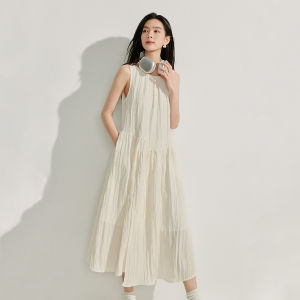 Inman French Style Gentle Sleeveless Dress Womens Summer New Loose Vest Skirt Embroidered Loose Waist Polyester Nylon