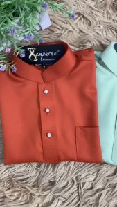 PG4 Baju Melayu SLIM FIT Budak & Dewasa Cotton  👉🏻 Brick Orange / Sage Green / Ash Blue /  Olympic Olive Gold  BAJU RAYA