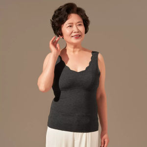 One-Piece Mom Vest Bra Combo Womens Large Size No-Wear Sports Style Full Cup with Sponge Pad Fixed Strap Underwear