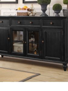 American Solid Wood Sideboard Wine Cabinet Ash Kitchen Cabinet Dining Room Cupboard Living Room Retro Locker Tea Cabinet Black