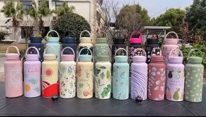 1L Thermal Flask Water Bottle Vacuum Insulated Bottle Stainless Steel with UV Print