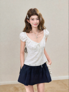 Áo Thun Dây Kéo Gợi Cảm Bằng Cotton