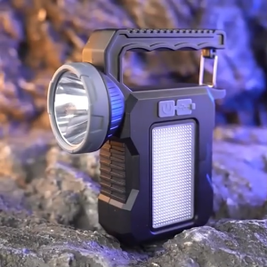 Solar Charging Handheld Searchlight Powered LED Strong Light Flashlight Waterproof Portable Emergency Light