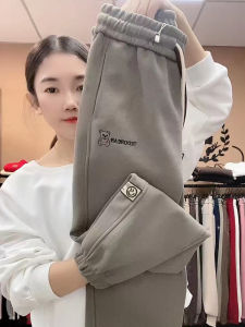 กางเกงลำลองผู้หญิงเอวสูง ทรงเข้ารูป ลายหมี ทรงหลวม กางเกงขายาวทรงสลิมฟิต ทรงลำลอง ฤดูใบไม้ผลิ 2023