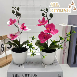 Simulated Butterfly Orchid Potted Artificial Flower Bonsai Plants Outdoor Indoor Office Home Wedding Decor Bonsai Faux Flowers