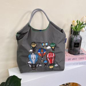 New April Eco-Friendly Embroidered Nylon Handbag Womens Single Shoulder Crossbody Bag Ballchain Handmade Craft Bag
