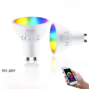Smart Indoor GU10 LED Bulb RGB CW 5W Color Tunable Spotlight WiFi Zigbee Dimmable Graffiti Lamp Cup for Home Decoration