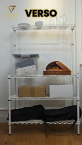 VETOP VERSO Elegant Stainless Steel Kitchen Storage Rack with Hanging Bar and 3 Adjustable Shelves 300kg Total Capacity