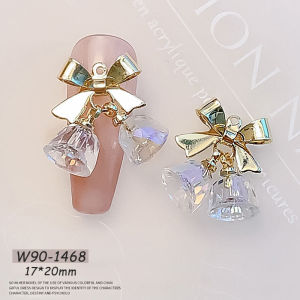 New 2025 Nail Art Crystal Bell Decorations Colorful Transparent Butterfly Knot Jewelry Pendants Fashionable Nail Decoration Accessories
