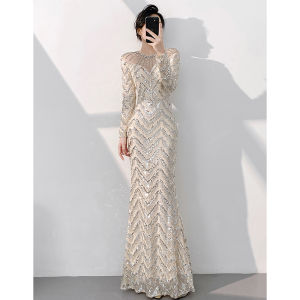 Formal Evening Gown Rose Gold Fish-Tail Style