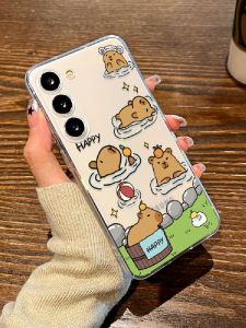 Creative Cute Capybara Water Play Phone Case Galaxy S23+ Transparent S24 Ultra Cartoon Soft Shell S22 S21 New Womens Model S20FE Note20 Mens Design