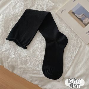 rosekey | Vớ Miu Style Thoải Mái Màu Sắc Trơn Viền Cuộn Phong Cách Ballet Dài Đến Đùi