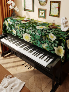 Rustic Velvet Piano Dust Cover Cloth Rose Series Oil Painting Design Countryside Flower Electronic Keyboard Dustproof Sheet