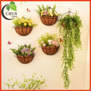 Hoa Giả Giỏ Hoa Treo Tường (Cắm Sẵn Hoa) Hoa Trang Trí Nhà Cửa Ban Công Lối Đi Sân Vườn Tặng Móc Treo