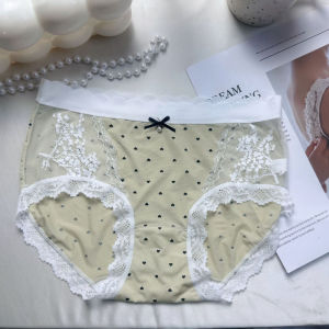 Quần Lót Ren Gợi Cảm Cạp Giữa Ice Silk Thoáng Khí Cho Nữ Quần Lót Tam Giác Cotton Nguyên Chất a Pure Cotton Cạp Quần Đầu