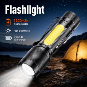 Mini LED Flashlight High Power Tactical Torch USB Rechargeable Zoomable Pocket Clip Flashlights Camping Lantern