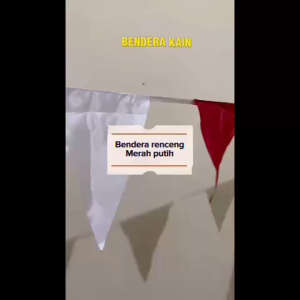 5 Meter Bendera Kain Segitiga Renceng Merah Putih / Umbul Umbul Merah Putih Bendera Hias / Bendera Carnaval Warna Warni