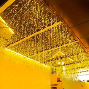 【Malaysia Stock】216LED/96LED Christmas Decoration Items 2024 Led Icicle Curtain String Lights Droop 40 60cm Outdoor Eaves Garden Street Decoration Holiday Light Xmas Happy New Year Decor Lights