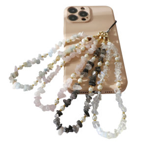 Natural Gemstone Pearl Phone Lanyard Handmade Bead Bohemian Style Wrist Rope Phone Pendant Accessories For All Mobile Phones