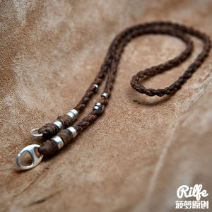 Pineapple Leather Rope Woven Tibetan Style Amulet Silver Cake Copper Coin Silver Jewelry Customizable Lanyard