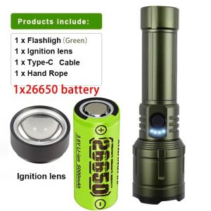 Powerful Flashlight Concentrating Ignition Flashlights Waterproof Type C Rechargeable Lamp Outdoor Camping Adventure Torch