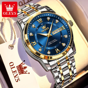 OLEVS | OLEVS Brand Fashion mens watches stainless steel waterproof Quartz wristwatch luminous Original watch for man Dual Calendar
