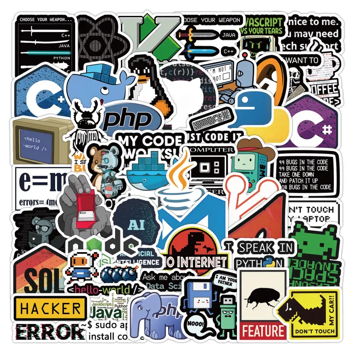 120-Piece Set Computer Programming Stickers Decorative Decals for Phone ...