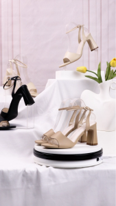 HCM Sandal Cao Gót Hạnh Dung HD27316BI ( Màu Nâu - Đen - Kem )