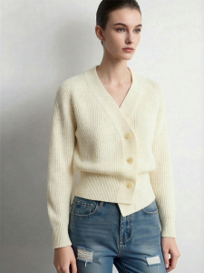 AMII | French Style Commuter V-neck Raglan Sleeve Asymmetrical Cardigan