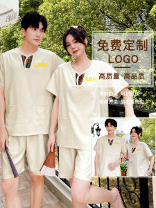 Thai Cotton and Linen Moisture-Wicking Clothing Female Male Couple Plus Size Spa Massage Clothes Bathing Suit Sauna Clothes Bath Foot Road Suit