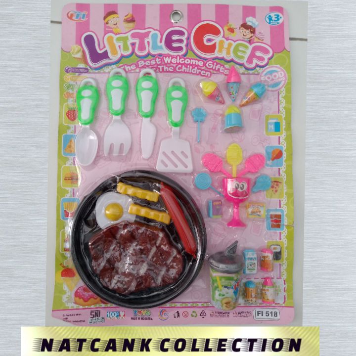 Mainan anak litle chef stik dan daging panggang set