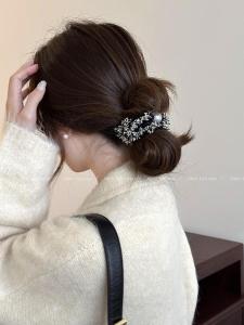 ริบบิ้นผ้าปักลายคริสตัลสไตล์วินเทจสำหรับผู้หญิง ยางยืดสูง เครื่องประดับผมสำหรับผู้หญิงแบบใหม่ ยางยืดผมมัดหางม้าสุดเก๋