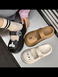 [QUALITY++🇲🇾] UOPO Cute Cartoon Capybara/ Kitty Cat design Mary Janes Style Thick Sole EVA Summer Outdoor Anti-Slip Slipper Sandal | Kasut Selipar Karton Perempuan