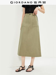 Comfortable Pure Cotton Shell Embroidery Pocket Slim A-Line Skirt Womens Business Casual Long Skirt Spring Season