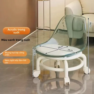 Ghế Nhựa Acrylic Có Bánh Xe và Tựa Lưng cho Trẻ Em