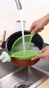 pdq | Muỗng Rửa Gạo Đa Năng Dụng Cụ Nhà Bếp Có Thanh Trộn Bảo Vệ Tay Khi Nấu Ăn